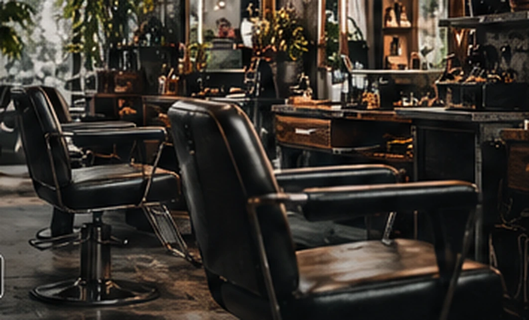 KI-Demobild: Saloninterieur mit Ledersesseln